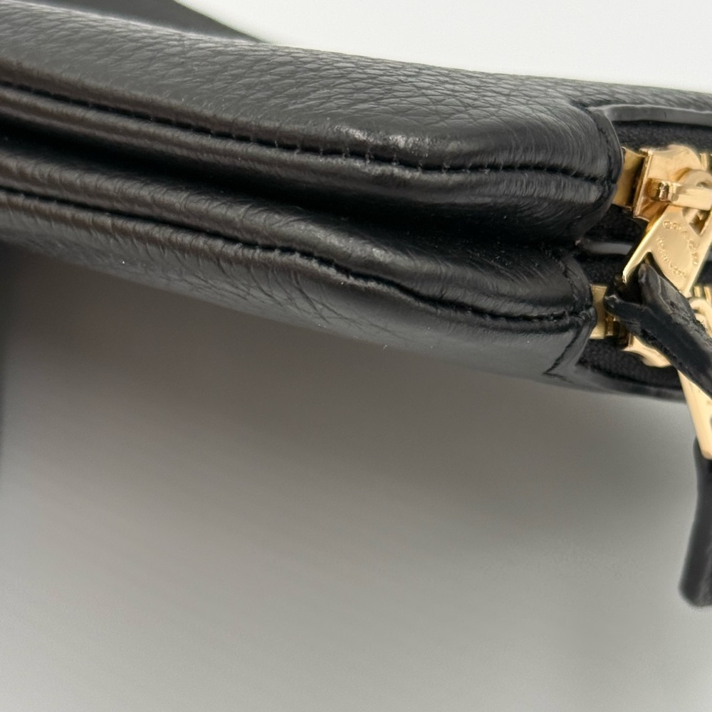 Coach Double Corner Zip Wristlet in black refined pebbled leather - Picture 7 of 7